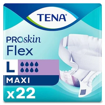 Image of TENA ProSkin Flex Maxi Size Large 8 Drops High Absorbency All in one Slips 3 Pack of 22