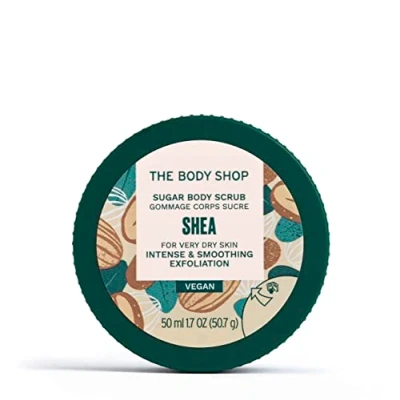 Image of The BODY Shop Shea Scrub INTENSE SUGAR EXFOLIATOR FOR VERY DRY SKIN, 50 ml Travel size (Pack x2)