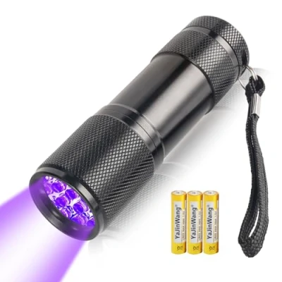 Image of AUXHCYL UV Torch Light,9 LED 395nm Ultraviolet Flashlight Torch, Black Light Detector for Pet Urine on Floors/Carpets,3 AAA Batteries Included