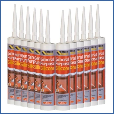 Image of 12X Everbuild General Purpose Black Silicone Sealant Anti Fungal