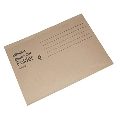 Image of [Pack of 100] Buff 100% Recycled Foolscap Square Cut Folders