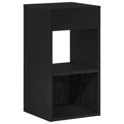 Image of vidaXL bedside cabinet with drawer black oak engineered wood 35x34x66.5 cm bedroom/nightstand/modern/freestanding