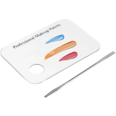 Image of Clear Acrylic Makeup Mixing Palette, Make up Blending Palettes Palette Spatula Nail Art Cosmetic Stainless Tool Set