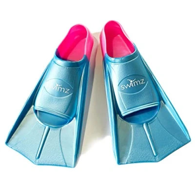 Image of Swimz Short Blade Silicone Training Fins Blue/ Pink (UK 1 1.5 (Euro 33/34))
