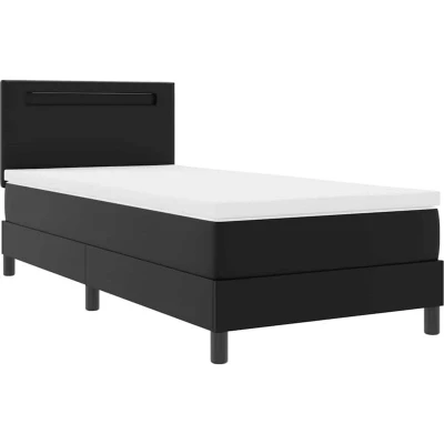 Image of vidaXL Box Spring Bed with Mattress Black, 90x200 cm, Faux Leather