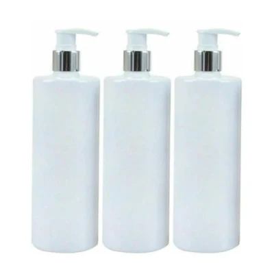 Image of Soap Dispenser Bottle Pump Plastic Hand Liquid Bathroom Shampoo Empty White Cylindrical Pet Reusable and Refillable Bottles for Lotion Conditioner 500ml (3)