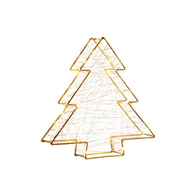 Image of FPL Festive Gold Tree with 80 Warm White Micro LED Lights, 29cm, Battery Operated …