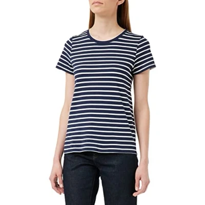 Image of Petit Bateau Women’s Short Sleeve T Shirt, Blue Smoking / White Marshmallow, XXS