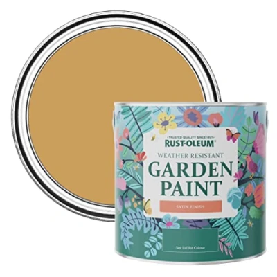 Image of Rust Oleum Yellow Mould Resistant Garden Paint In Satin Finish Dijon 2.5L