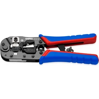 Image of Knipex Crimping Pliers for RJ45 Western plugs burnished, with multi component grips 191 mm 97 51 13