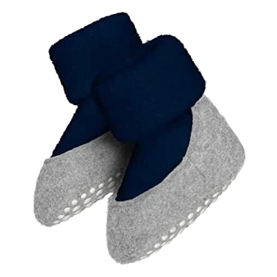 Image of FALKE Unisex Baby Cosyshoe B HP Wool Grips On Sole 1 Pair Grip socks, Blue (Marine 6120), 3 9 months