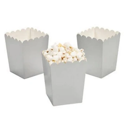 Image of Pack of 12 Silver Popcorn Boxes Party Box Favours