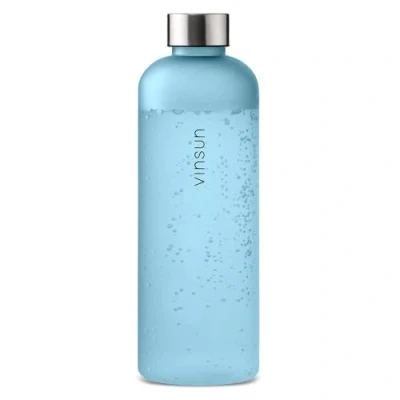 Image of VINSUN Water Bottle 1.5L Blue, Leak proof Flask BPA free, Reusable, Tritan Drinks for Sports, Gym, Travel, School, Cycling, Running, Work
