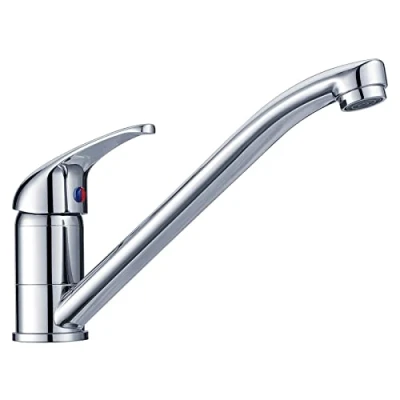 Image of VCBRPT Kitchen Tap Chrome Sink Mixer Single Lever Taps 1 Hole Monobloc Top Brass 360 Swivel Spout