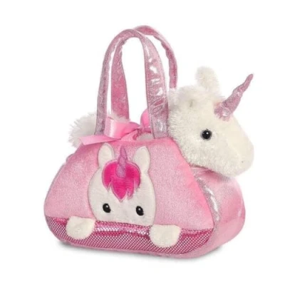 Image of Aurora World 32795 Fancy Pal Peek A Boo Pet Carrier, Pink and White, 8in, Unicorn Gift