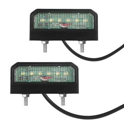 Image of AOHEWEI 2 x LED License Number Plate Lights Rear Lamps 12 24V Waterproof Perfect for Car Trailer Truck Lorry or Boat
