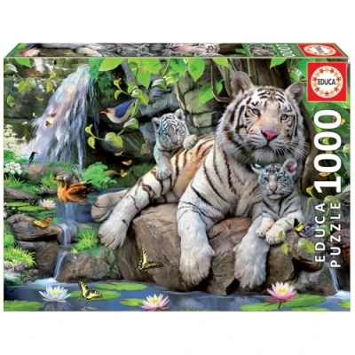 Image of KD Toys Educa Borras 14808 &quot;Bengal White Tigers Puzzle (1000 Piece)
