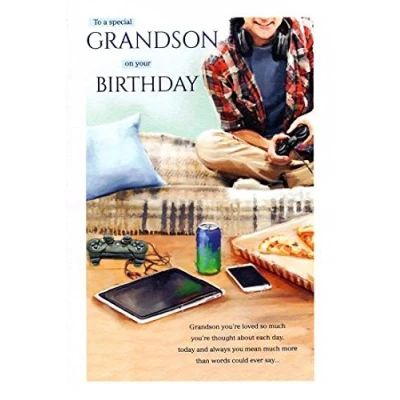 Image of Grandson Birthday Card (ICG 8657) Gamer Essence Range Embossed and Foil Finish
