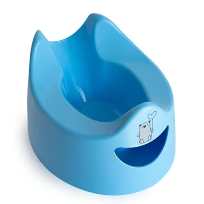 Image of Toddler Essentials Easy Pour Potty Dark Blue Portable Training Toilet Seat for Toddlers Hygienic, to Clean, and Travel Friendly