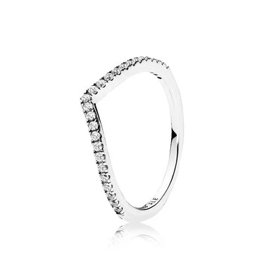 Image of PANDORA Timeless Women&#039;s Sterling Silver Sparkling Cubic Zirconia Wishbone Ring, Size 56, No Box