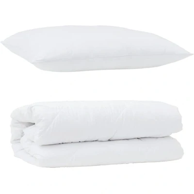 Image of vidaXL Duvet with Pillow 2 pcs White 155 x 220 cm Microfibre