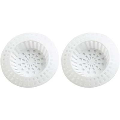 Image of fiXte Plastic Sink Strainer White Pack of 2. Large 70mm Diameter