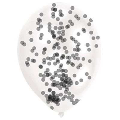 Image of Amscan 9903680 Balloon 6Pk With Confetti Blac