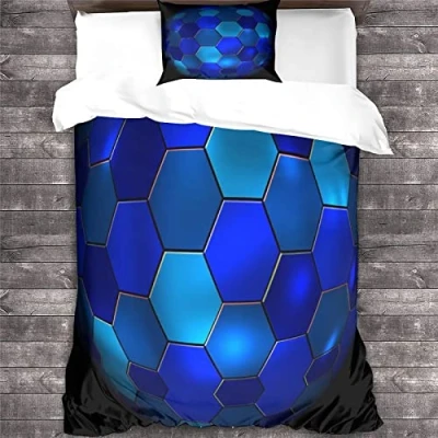 Image of Football 2 Pieces Luxury Hotel Quality Reversible Bedding Duvet Cover Set 3D Printed Soccer Ball Sport Quilt Gothic Decor, Ultra Soft Microfiber Comforter Single（135x200cm）