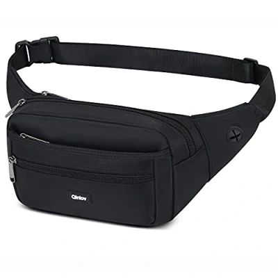 Image of Waterproof Bumbags Running Belt Ligthweight Pouch Waist Packs Breathale Cycling Bum Bag Hiking Travel Dog wolking for Women Men Ladies Boys (Black)