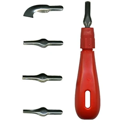 Image of Major Brushes Lino Cutting Handle Tool &amp; 5 Assorted Cutter Blades Nibs Set
