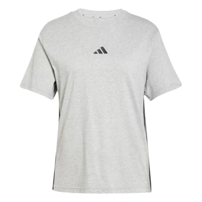 Image of adidas Women&#039;s Essentials 3 Stripes Cotton T Shirt, Medium Grey Heather/Black, M