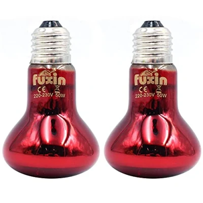 Image of ANCLLO 2pcs Reptile Heating Bulbs, Durable Infrared Heat Lamp Warming Light Bulb Red Pet for and Amphibian Lizard Tortoise Spider Snake Chameleon 220 230V(50W)
