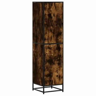 Image of vidaXL Highboard Smoked Oak 35.5x35x139 cm Modern Engineered Wood &amp; Metal Cabinet for Living Room/Dining Room Storage