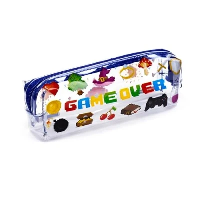 Image of Puckator Game Over Clear Pencil Case School Equipment Stuff Cases Large Capacity Preppy Zipper Pouch Office Essentials Pencils Cute Pencilcase Pen