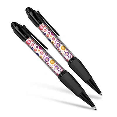 Image of Destination Vinyl ltd Beautiful and comfortable Set of 2 Matching Pens Hippy Bright Flower Pattern #14801