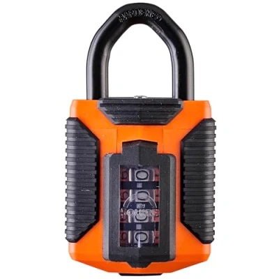 Image of Squire Heavy Duty Padlock (CP50) Toughest Steel Shackle 4 Wheel Combination Alloy for Corrosion Resistance Weatherproof Lock Home, School &amp; Garage (Orange, 50mm)