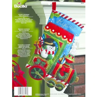 Image of Bucilla Candy Express Stocking Felt Applique Kit, 18 Long, 1