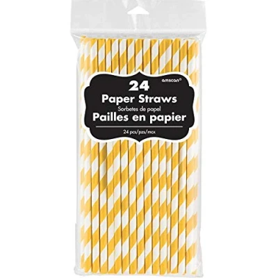 Image of Amscan 400074 09 Ppr Straw Lo Ct YLW