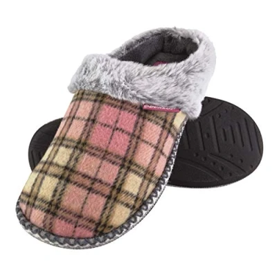 Image of Dunlop Womens Ladies Cute Cosy Plush Memory Foam Knitted Slippers With Open Back Mules Pink Size 3 (UK Shoe)