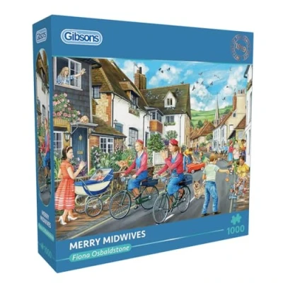 Image of Merry Midwives 1000 Piece Jigsaw Puzzle Nostalgic Sustainable for Adults Premium 100% Recycled Board Great Gift Gibsons Games