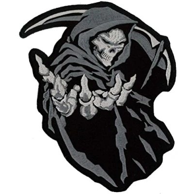 Image of Grim Reaper (Grey) Back Patch 24cm x 31cm Sew on