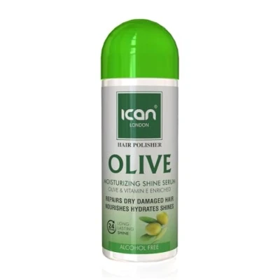 Image of ican London Hair Polisher Olive Moisturizing Shine Serum Alcohol Free 207ml