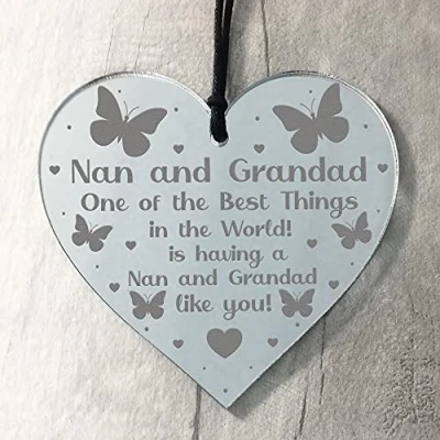 Image of RED OCEAN Gift For Nan And Grandad Birthday Christmas Engraved Heart Thank You Grandparent