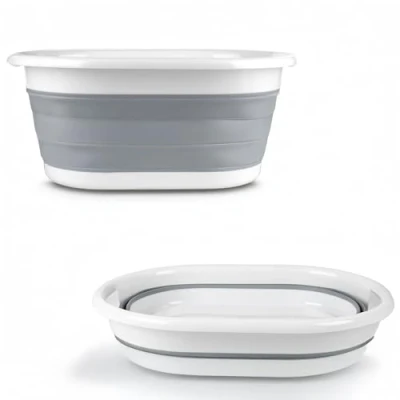 Image of Collapsible Laundry Basket 22L Plastic Washing Baskets for Folding with Rubber Handles Space Saving Foldable Clothes, Bedding, Towels, Etc
