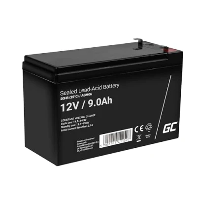 Image of Green Cell AGM 12V 9Ah VRLA Lead Battery Replacement Gel Cycle Resistant Unbemann UPS Emergency Power System Backup AGM06