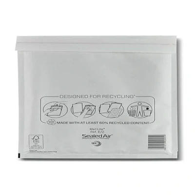 Image of Sealed Air Mail Lite Bubble Padded Envelopes Gold/White (White, E/2 (220 x 260mm) Box of 100)