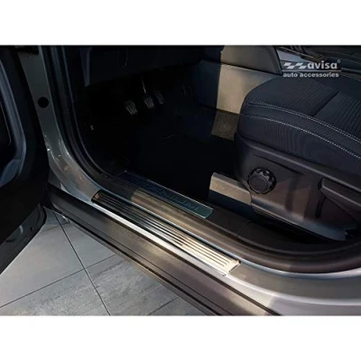 Image of Avisa Stainless Steel Door sill protectors compatible with Ford Kuga III 2019 &#039;Lines&#039; 4 pieces