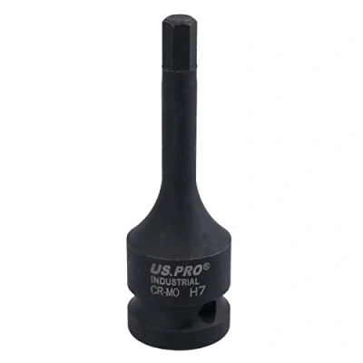 Image of 7mm x 78mm 1/2in Drive Extra Long Impact Impacted Allen Hex Key Male Socket