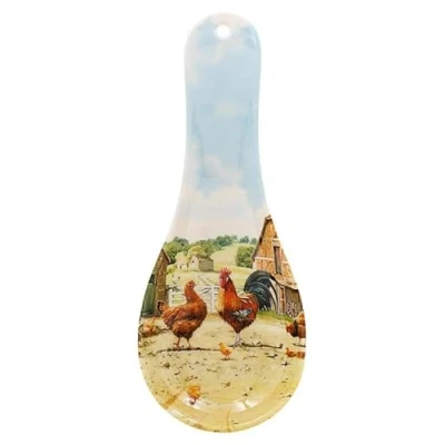 Image of The Leonardo Collection Cockerel &amp; Hen Spoon Rest for Kitchen Home Lovely Holder Accessories Designed by Macneil Studios Heat Resistant All Types of Spoons