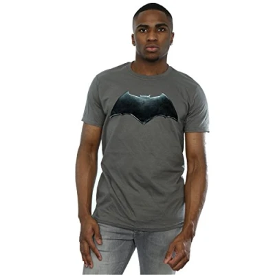 Image of DC Comics Men&#039;s Justice League Movie Batman Emblem T Shirt Small Charcoal